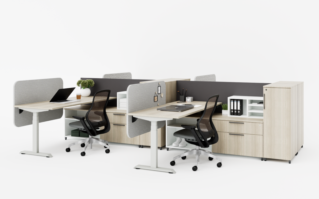4-Pack Height Adjustable Tables with Fabric Space Dividers - BRC Group